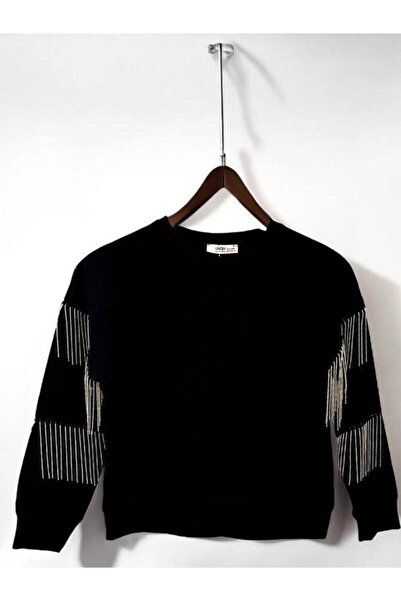 Zekids Hanorac pentru fetiță, 100% bumbac, cu două fire, cu detaliu de lanț