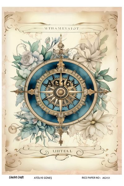 LİNEART Brass Patterned Lineart Decopage Paper - La-Ag151
