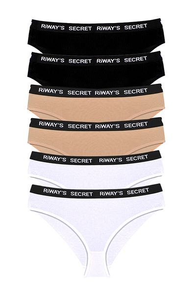 riways secret Cotton Waistband Elastic Slips 6 Pack