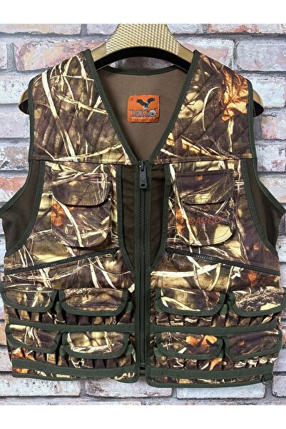 Dargo Haki Camel Yeşil Desenli XXL Beden Avcı Yeleği