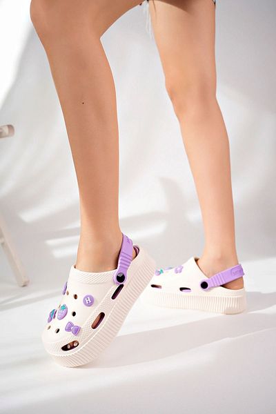epaavm Closed Front Lilac Garnished Women's Slippers
