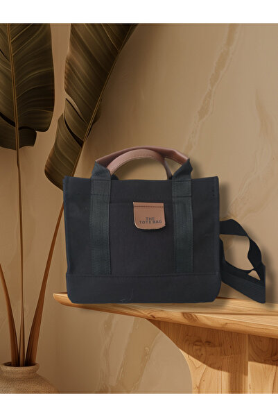 madamlina Kadın Siyah Kanvas Çapraz Askılı Mini The Tote Bag El Omuz Çanta