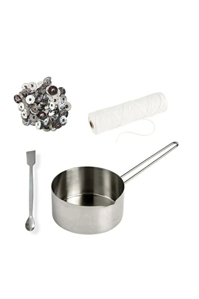 adin tasarım Mum Yapım Seti Mum Eritme Kabı 500 Ml Parafin Karıştırma Kaşığı Mum Fitili Tutacağı Mum Kabı Beyaz