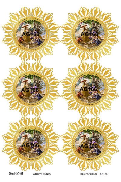 LİNEART Brass Patterned Lineart Decopage Paper - La-Ag166