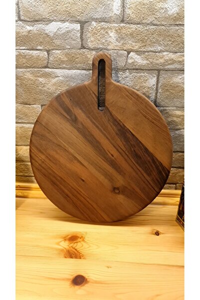 F&S WoodArt خشب الجوز قطر 35 سم مقبض خشبي طبيعي قطع بيتزا عرض لوح خبز اللحوم ...