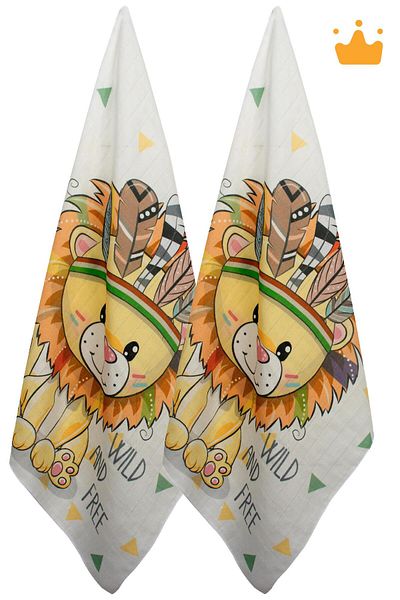 Sevi Bebe Sevibebe 70X55cm Patterned 2-Piece Muslin Blanket Sweat Towel and Stroller Cover