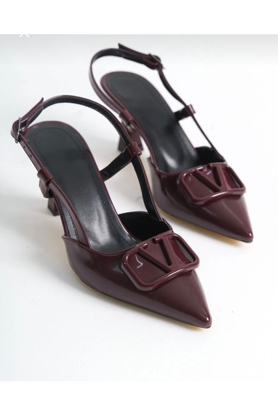 ALNASER MODA Topuklu V Tokalı Sivri Burun Kadın Ayakkab sitleto