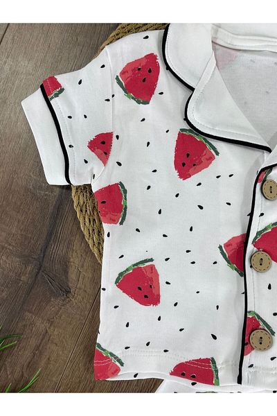 bebicix Summer Baby Girl Pajama Set - Double Breasted Collar, Buttoned Front, Comfortable Fit, 100% Cotton