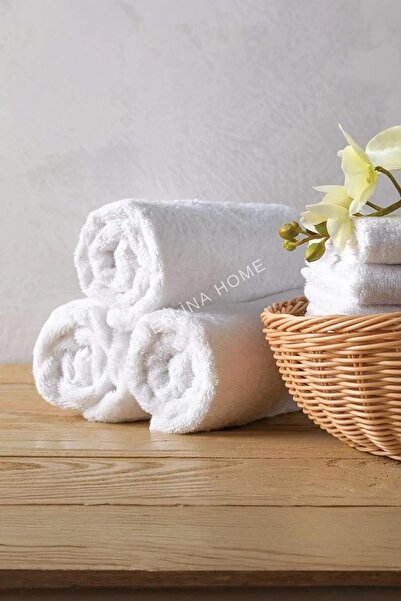 Meslina Home 1 Piece White Hotel Towel 100% Cotton Hand & Face & Head Towel 50x90 Cm