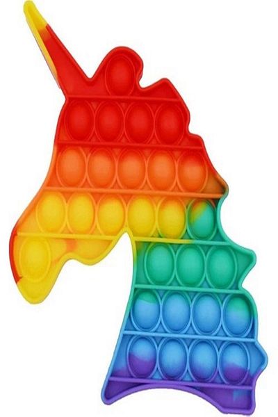 DEEMBRO Popit Toy Pop It Push It Buble Fidget Butterfly Unicorn and Dinosaur Mental and Sensory Set of 3