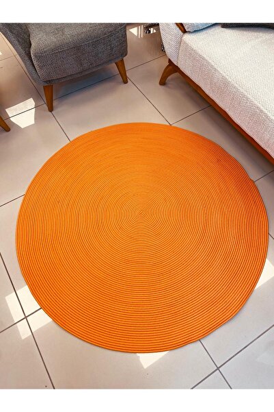 ModaCardin Jute Straw-Like Patterned Modern Hand Knitted Circle Carpet Rug