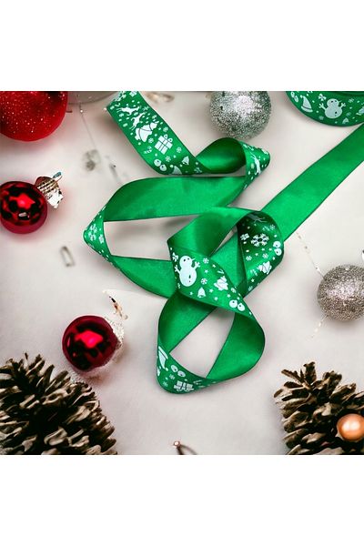 BukiroAtelier Χριστουγεννιάτικη κορδέλα 2 μέτρων με μοτίβο πεύκου - Κορδέλα συσκευασίας