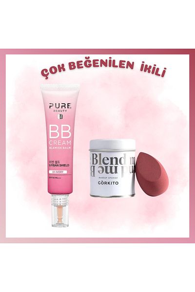 PURE BEAUTY Spf50 Bb Cream - 30 ml Ivory Makeup Sponge, Claret Red Set of 2