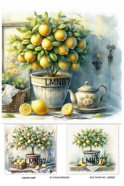 LİNEART Brass Patterned Lineart Decopage Paper - La-Lmn87