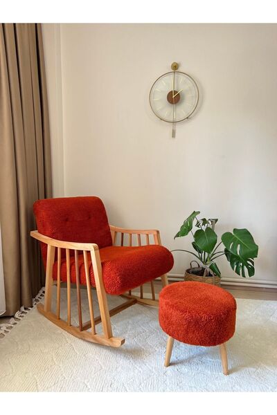 öz kısmet mobilya since 1990 Sallanan Ahşap Berjer Koltuk Puf Ve Minder Hediyeli