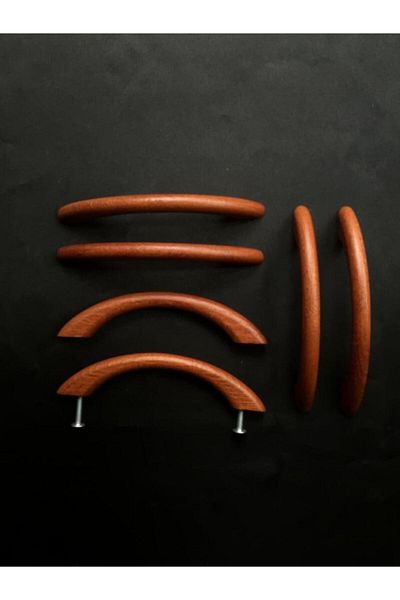 Konur Store Wooden Handle, Walnut Color Matte Varnished 96mm-2 Pieces