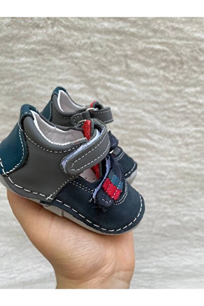 Sare Çocuk Giyim Ortopéd valódi bőr szandál kisfiúnak - sötétkék otthoni cipő