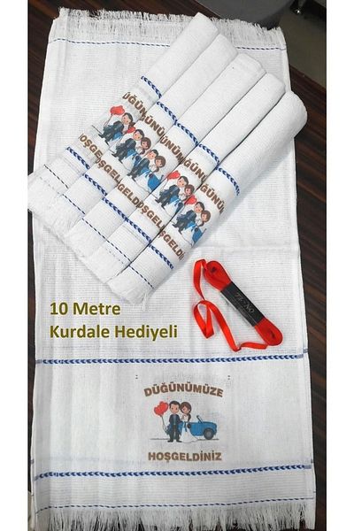 yörük tuhafiye Pack of 12 Wedding and Car Towels with Satin Ribbon Gift - Convoy Towels