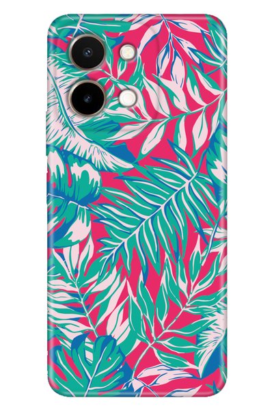 Cekuonline Vivo Y28 Compatible Case Silicone Patterned Vivoy28 Cover Matte Leaf