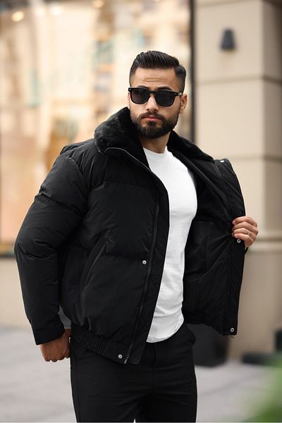 BASEL.CO Oversize Puffer Jacket with Fur Collar