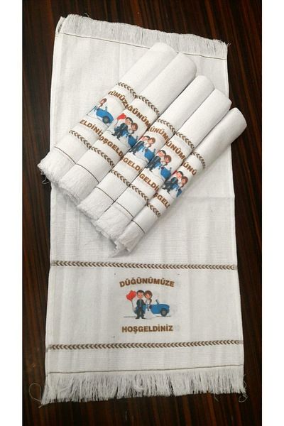 yörük tuhafiye Wedding Towel Car Towel, Convoy Towel 12 Pieces Packed Bride and Groom Model