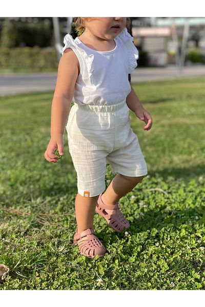 runbaby Cotton Double Layer Muslin Baby Shorts (Ekru)