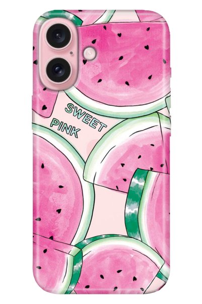Cekuonline iPhone 16 Case Silicone Patterned Iphone16 Watermelon Patterns