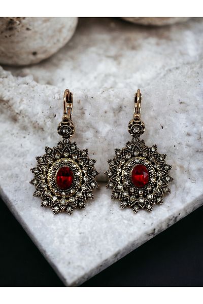 FAYRA ACCESSORIES Sun Earrings - Crystal Stone Detailed