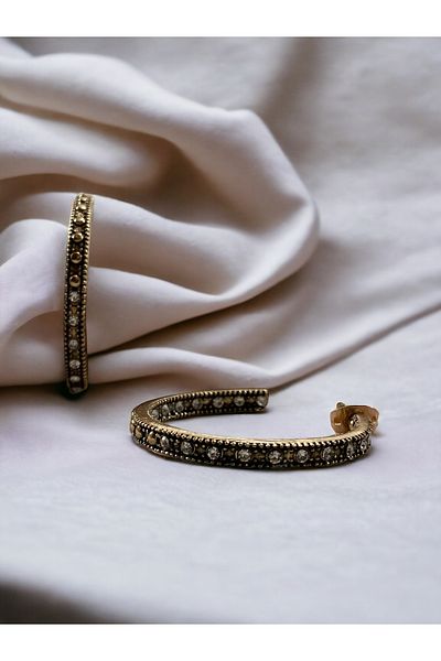 FAYRA ACCESSORIES Zircon Stone Detailed Stylish Hoop Earrings