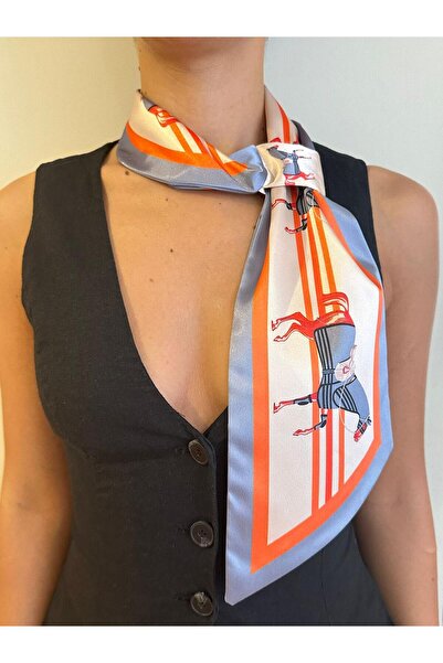 ElevaGlam Gray Patterned Horse Tie Scarf