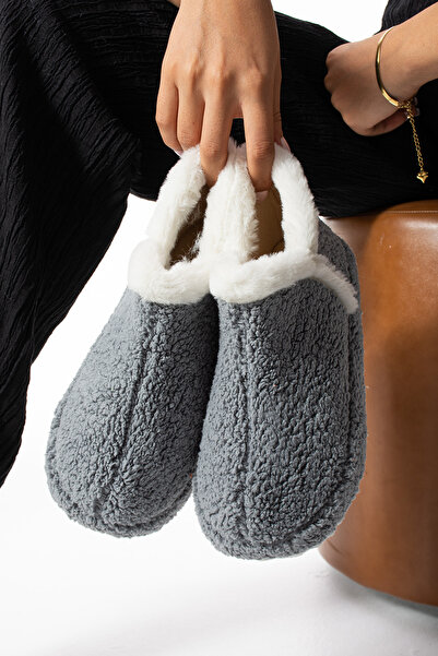 Moda Devrin Gray Slippers - Home Boots Towel Fabric, Product Enhanced