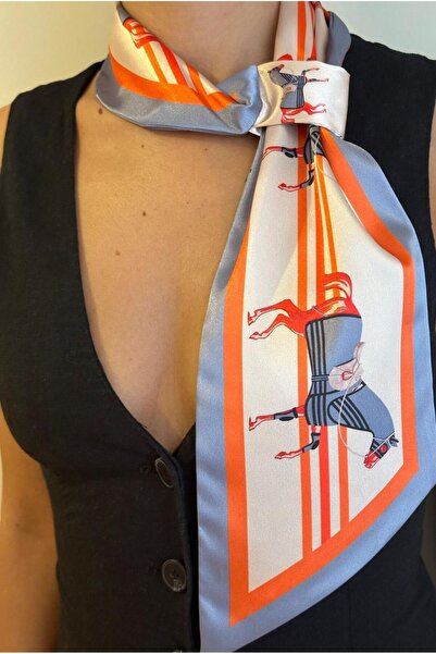 ElevaGlam Gray Patterned Horse Tie Scarf