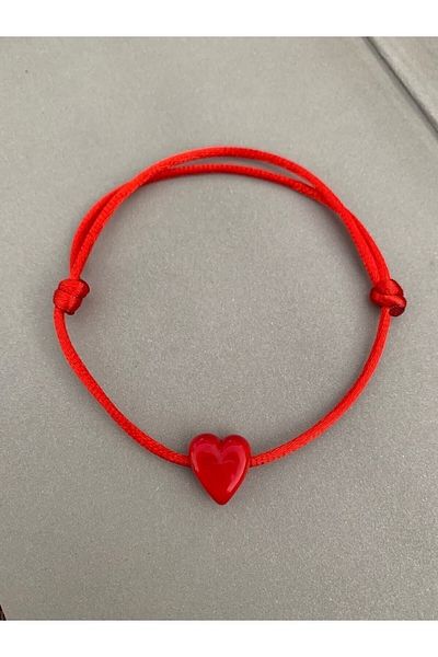 Misto Aksesuar Murano Glass Heart Beaded Red Thread