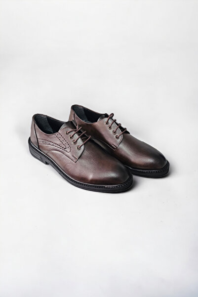 MİYA Pantofi de nuntă clasici pentru mire, maro, cu șireturi, din piele naturală