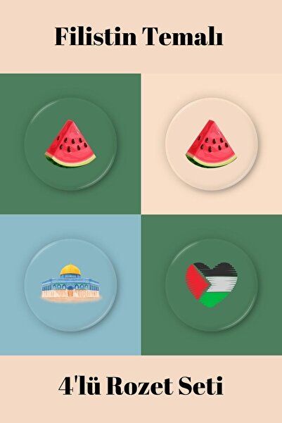 Genel Markalar Filistin Temalı 4'lü Rozet Seti