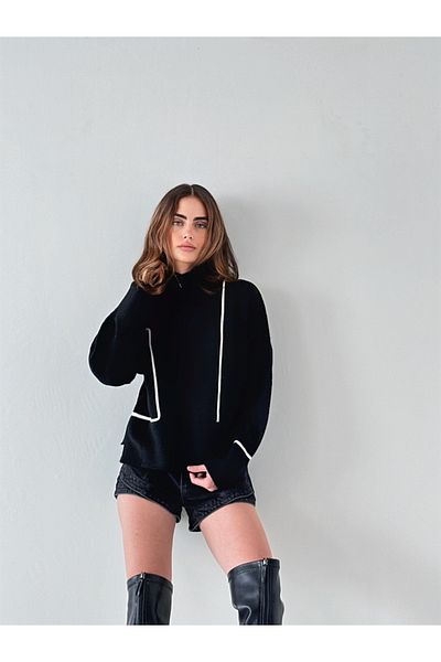 İLKCET MODA Pulover de damă supradimensionat brodat Süzene