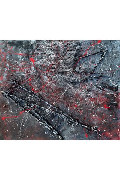 Red Universe Akrilik Abstract Large Kanvas Tablo