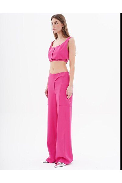 Lefon Askılı, Çıtçıt Kapamalı, Ince Kemerli, Şık Crop, Fuşya