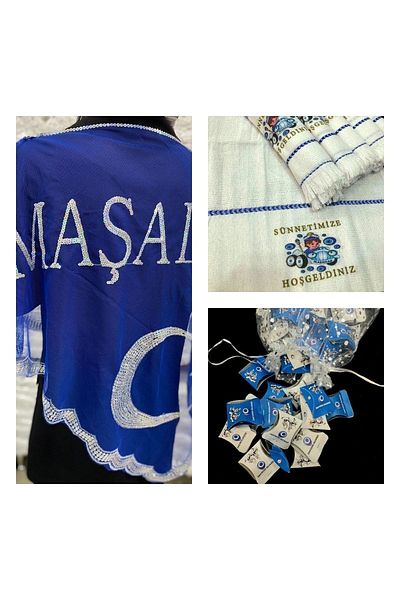 yörük tuhafiye Circumcision Set Blue Mashallah, crescent and star Circumcision Cloth. 12 pieces of Circumcision Wedding Towels. 50 Circumcision Hennas1