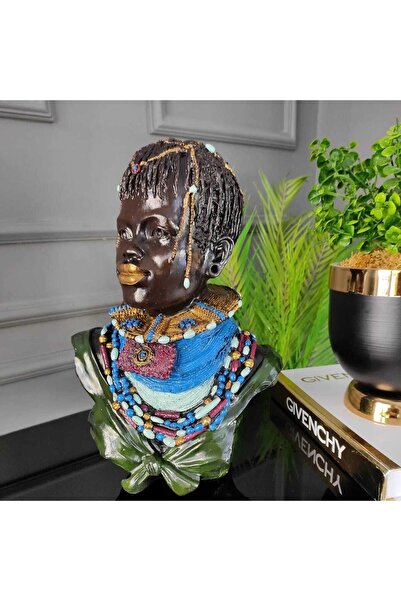 SZN DEKOR Afrikalı Kadın Heykeli, Ev Ve Ofis Dekoru, Afrikalı Büst, Salon Dek...