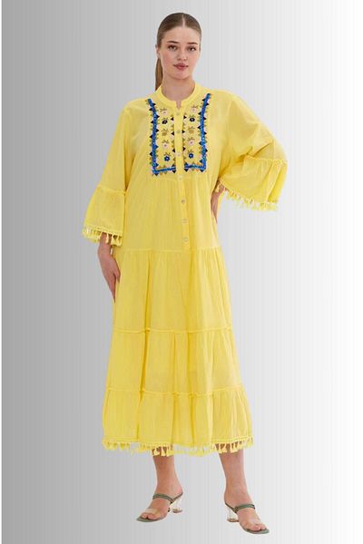 lovebox Shiny Tassel Style Embroidery Embroidered Relaxed Fit Dress - SMR-002