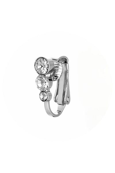 Arescollection Elegant Plain with Stones - No Holes Needed Clip Liz Fake Belly Piercing