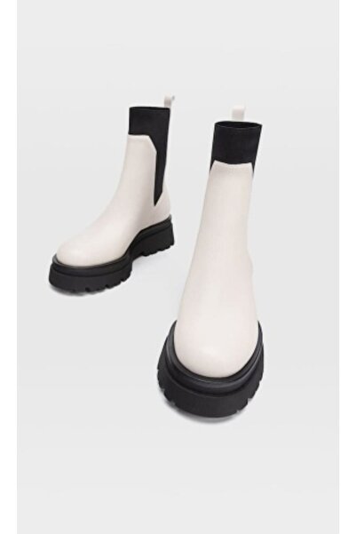 Jabi Γυναικείες ελαστικές μπότες Carinna με χοντρή σόλα σε μπεζ χρώμα