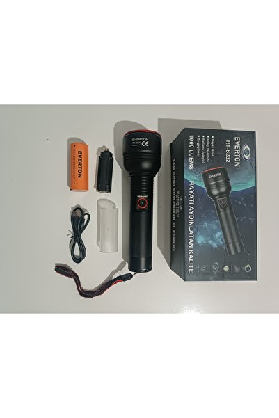 Everton RT-S232 Profesyonel Beyaz Lazer LED El Feneri - 1000 Lümen Şarjlı Su ...