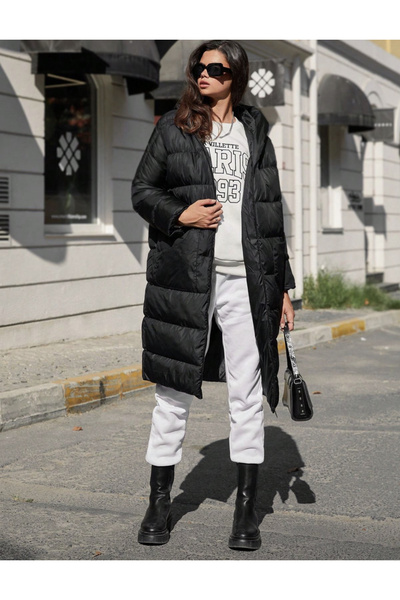 Yaren Moda Kadın şişme uzun kaban