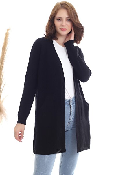 Devinka Dámský černý klokanní kapesní pletený svetr