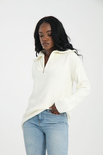 İLKCET MODA Γυναικείο πλεκτό πουλόβερ Premium Oversize με φερμουάρ