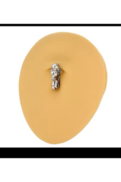 Arescollection DELİK GEREKTİRMEYEN ( DELİKSİZ) TAŞLI ZARİF SADE SALLANTISIZ KLİPSLİ FAKE GÖBEK PİERCİNGİ