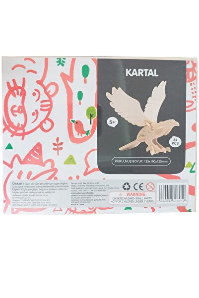 Robotime 3d Ahşap Puzzle Kartal 34 Parça Kendin Yap Kit (dıy, Yapboz, Boyanab...