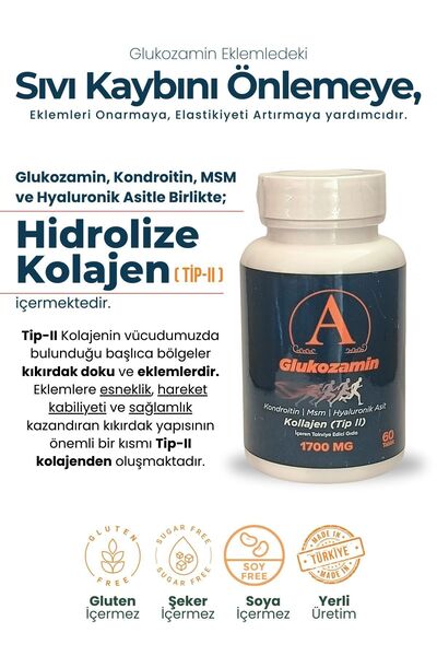 ayosnet Glukozamin Kolajen Kondroitin Msm Hyaluronik Asit 60 Tablet